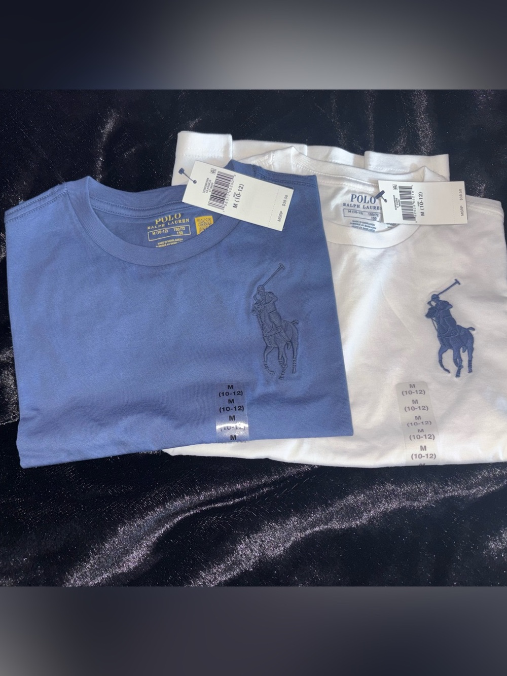 2 Ralph Lauren Boys' Blue AND white Short-Sleeve Polo Tee NWT